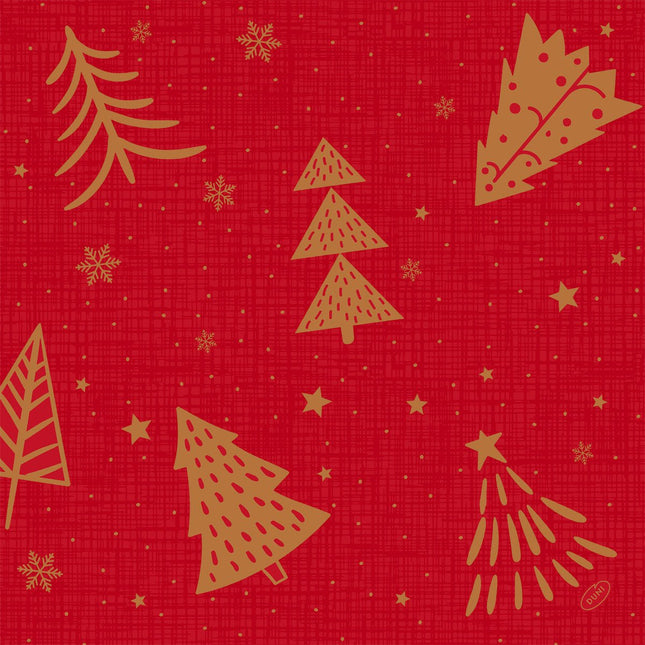 Servietten 40x40 cm 4-lagig Klassik Shimmer Bäume  | Packung (50 Stück)