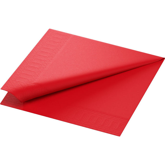 Zellstoff Servietten 40x40 cm 3-lagig 1/4-Falz rot - Hochwertig | Packung (250 Servietten)
