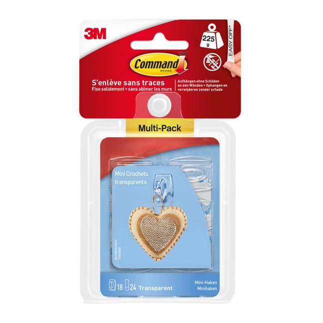 Command™ Mini-Haken, transparent, mit transparenten Strips, 17006CLRFGN | Packung (1 Stück)