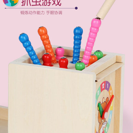 Montessori Holz Lernbox – Multifunktionales Steck- & Formenpuzzle für Kinder