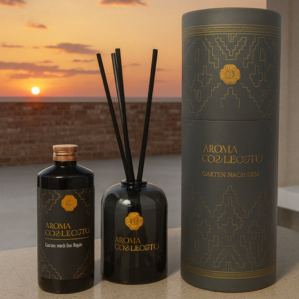 Aroma Diffuser Set 150 ml – White Tea & Garden After Rain | Raumduft mit 5 Stäbchen & Geschenkverpackung