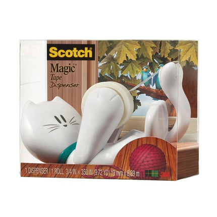 Scotch™ Tischabroller im Katzen Design C39 + Scotch® Magic™ unsichtbares Klebeband, 19 mm x 8,89 m, 1 Rolle/Packung | Packung (1 Stück)