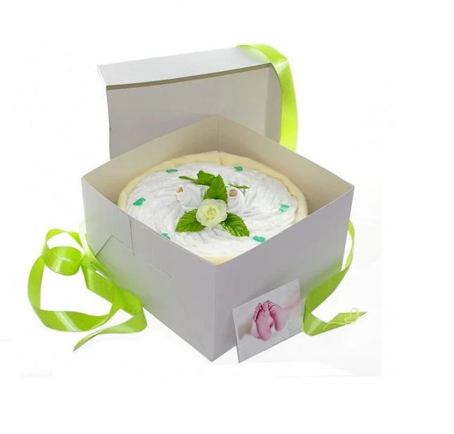 Neutrale Windeltorte CAKEBOX | Umweltfreundliches Geschenk zur Geburt