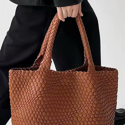 Braided Tote Bag In Tan