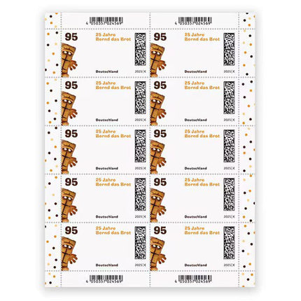 SEO. 25 Jahre Bernd das Brot, Briefmarke zu 0,95 €, 10er - Bogen - Linkreich