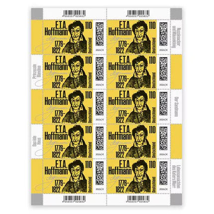 SEO. 250. Geburtstag E.T.A. Hoffmann, Briefmarke zu 1,10 €, 10er - Bogen - Linkreich