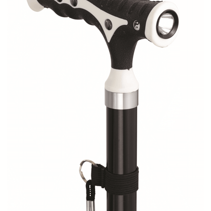 Aluminium T-Gehstock verstellbar mit LED & Standfuß