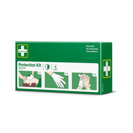 Schutzset (inkl. handschuhe, safety skin cleanser, atemmaske mit einwegventil) | Packung (1 Stück)