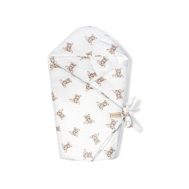 Einschlagdecke Musselin Teddybär – Perfekt für Autoschale Ganzjährig