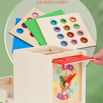 Montessori Holz Lernbox – Multifunktionales Steck- & Formenpuzzle für Kinder