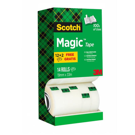 Scotch® Magic™ Unsichtbares Klebeband, Vorteilspack 14 Rollen, 19 mm x 33 m | Packung (1 Stück)