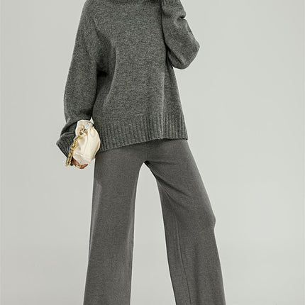 Wool Blanket Jumper Top With High Neck In Grey