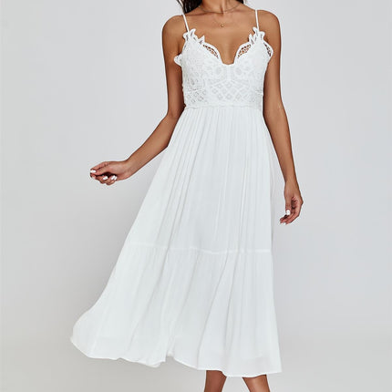 Lace Top Maxi Dress In White