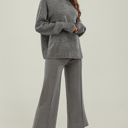 Wool Blanket Jumper Top With High Neck In Grey