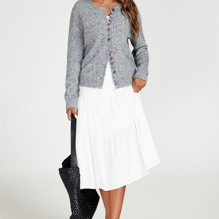 Rainbow Buttons Cardigan In Grey