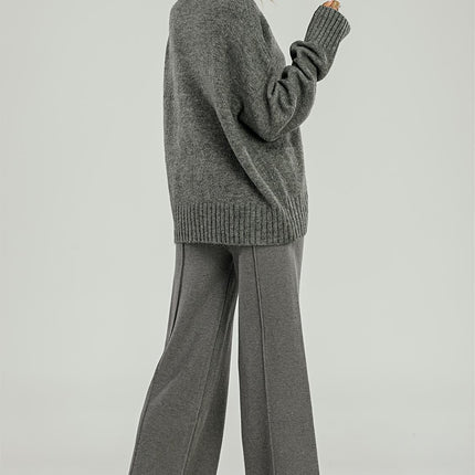 Wool Blanket Jumper Top With High Neck In Grey