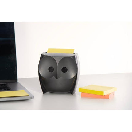 Post-it® Z-Notes Dispenser, Eule, Schwarz + Post-it® Super Sticky Z-Notes,  45 Blatt/Block, 2 Blöcke/Packung | Packung (1 Stück)
