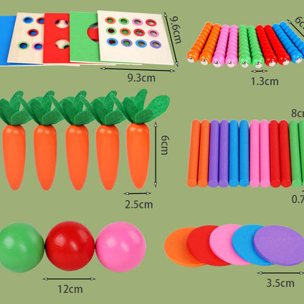 Montessori Holz Lernbox – Multifunktionales Steck- & Formenpuzzle für Kinder