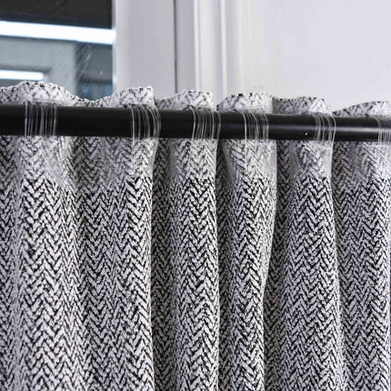 2 Vorhänge Chenille Vorhang Bouclé-Struktur HxB 245x140 cm Weiß Schwarz »MONTANA« Multiband-Aufhängung Pflegeleicht 2023330-2