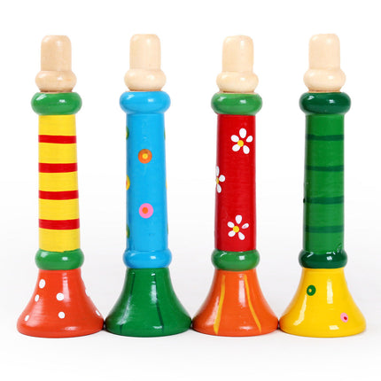 Kleine Kindertröte Trompete aus Holz für Kinder ab 3 Jahre – Blasinstrument im Harmonika-Stil