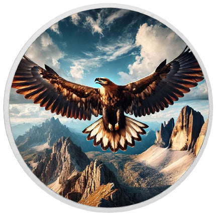 Majestic Soar: Eagle Over Mountain Peaks Coloured Coin