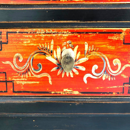 Vintage Asia Asiatisches Lowboard Kommode Bank "Coalflowers" - Art. 35208-6