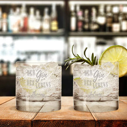 SEO. 2er Set Montana GIN - Gläser "Der Gin des Lebens" mit Wunschnamen - Linkreich