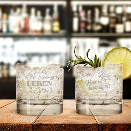 SEO. 2er Set Montana GIN - Gläser "Gib deinem Leben" & "Liebe ist ausverkauft" - Linkreich