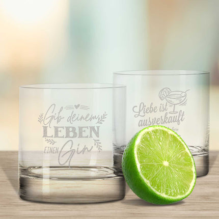 SEO. 2er Set Montana GIN - Gläser "Gib deinem Leben" & "Liebe ist ausverkauft" - Linkreich