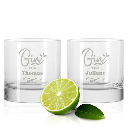 SEO. 2er Set Montana GIN - Gläser "GIN für" mit Wunschnamen - Linkreich