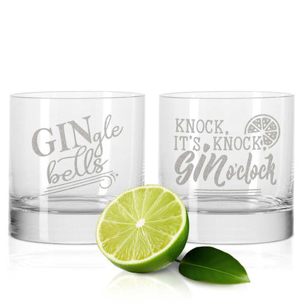 SEO. 2er Set Montana GIN - Gläser "GINgle bells" & "Knock Knock it´s Gin" - Linkreich