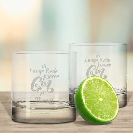 SEO. 2er Set Montana GIN - Gläser "Lange Rede kurzer Gin" mit Wunschnamen - Linkreich