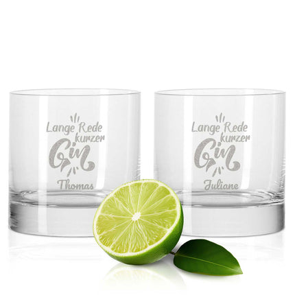 SEO. 2er Set Montana GIN - Gläser "Lange Rede kurzer Gin" mit Wunschnamen - Linkreich