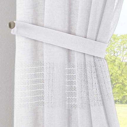 2er Set Gardinen Voile »Sanremo« Landhaus-Stil Querstreifen Leinen Häkel Optik Netzstruktur verdeckte Schlaufen Gardinenband 20190340-2otto