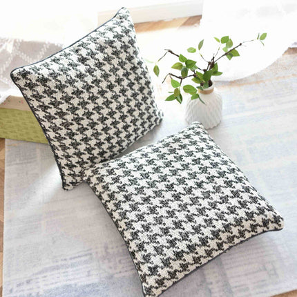 2er Set Kissen LxB 40x40 cm Creme Schwarz »PARIS« mit Füllung Ausgefallenes Hahnentritt-Muster schwarzes Paspelband 2023320K-2