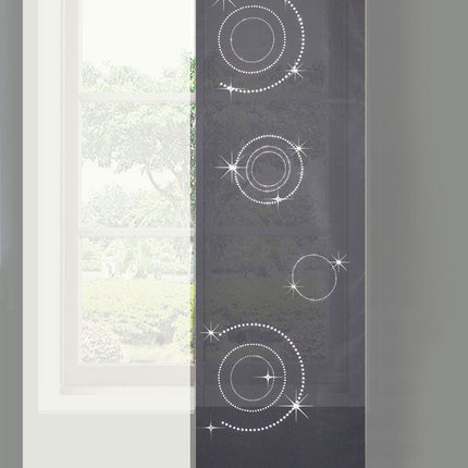 2er Set Schiebegardine Flächenvorhang Circle Strass blickdicht und Voile Paneel transparent  85625