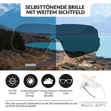 Fahrradbrille Selbsttönend UV400-Schutz Ohne Rahmen -SWIFT