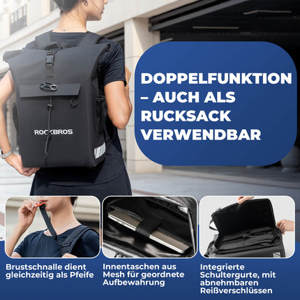 3 in 1 Wasserdicht Gepäckträgertasche Rucksack Umhängetasche 18L (Fahrradtaschen) kaufen bei Linkreich – Jetzt entdecken!