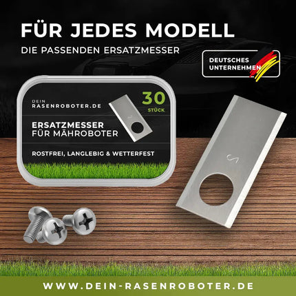 30x Edelstahl Ersatzklingen für Worx Landroid L800 (WR148E)