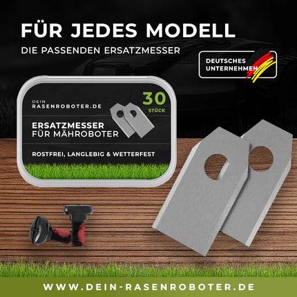 30x Edelstahl Messer für Sunseeker S4 & S5 | 36x18x0,9mm