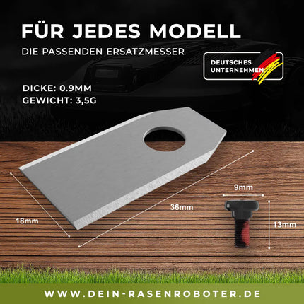 30x Edelstahl Messer für Sunseeker S4 & S5 | 36x18x0,9mm