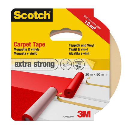 Scotch® Teppichklebeband, 42022050, weiß, 50 mm x 20 m, 1 Rolle Teppichklebeband | Packung (1 Rolle)