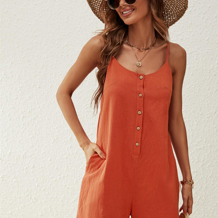 Summer Playsuit With Frill Detail In Orange