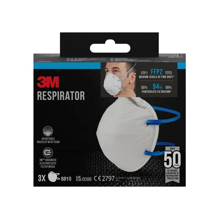 3M™ Partikelmaske 8810, FFP2, ohne Ventil, 3er-Packung | Packung (1 Stück)