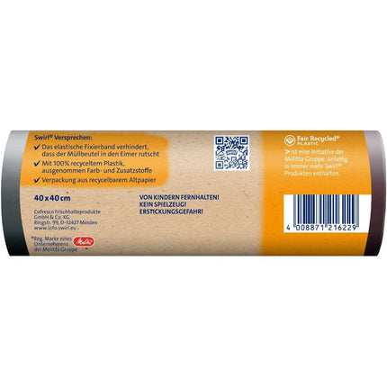 Swirl Fixierband-Müllbeutel 10 l Reißfest & Dicht | Rolle (15 Beutel)