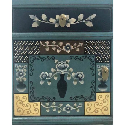 Vintage Asia Chinesisches Nachtkästchen Nachttisch "Oceanflowers" - Art. 35191-6