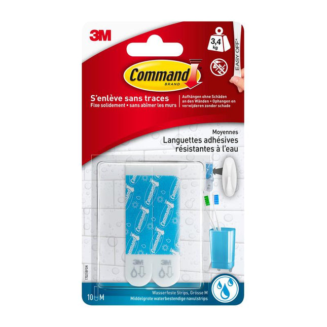 Command™ Strips 17021B, Wasserfest, Größe M, 10/Packung | Packung (1 Stück)