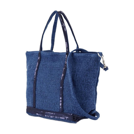 Cabas-Schultertasche S - Vanessa Bruno - Leinen - Blau