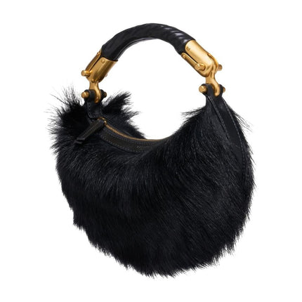 Handtasche Ebene Mini - Balmain - Pelz - Schwarz