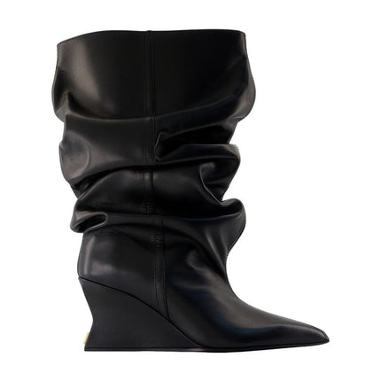 Wedge Stiefeletten - Balmain - Leder - Schwarz